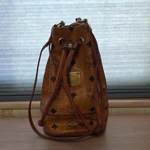 MCM Brown Mini Leather Crossbody with Monogram Print With COA